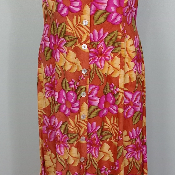 90s Tropical Floral Maxi Dress - Picture 2 of 8